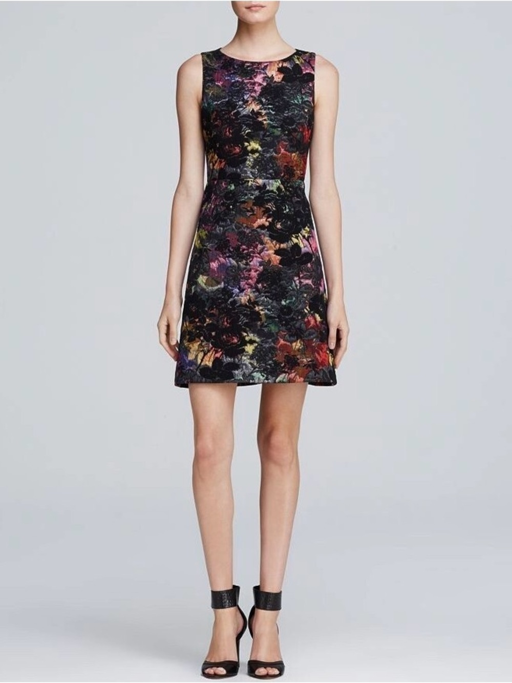 $495 Alice And Olivia Embroidered Space Floral Colorful Mini Cocktail Dress